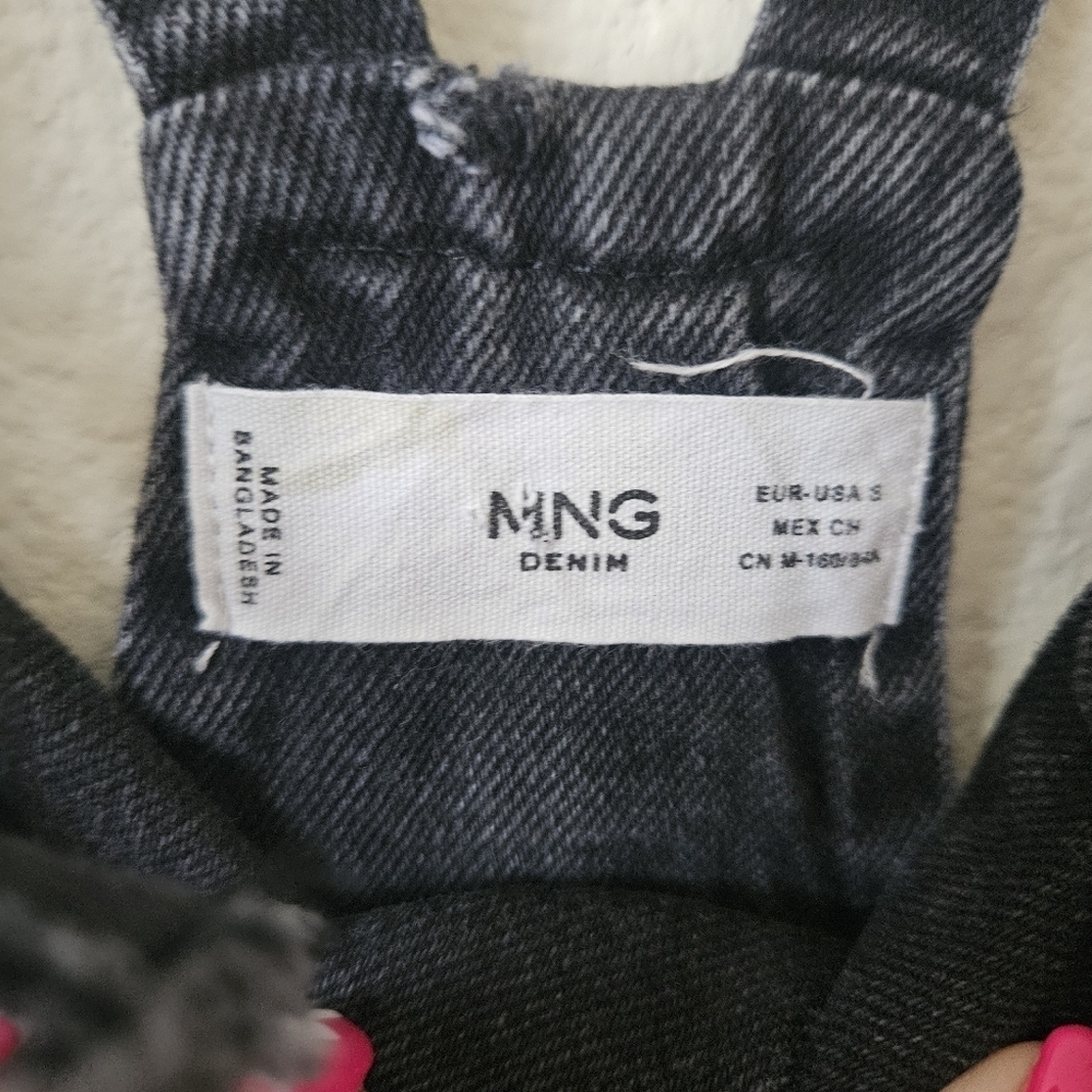 Mango Long Denim Dungarees Black S - Picture 4 of 9